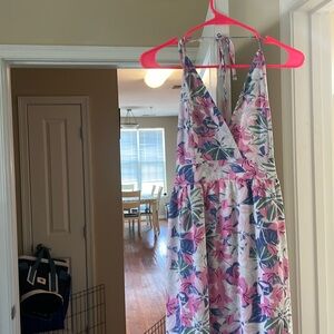 Pink lily floral dress